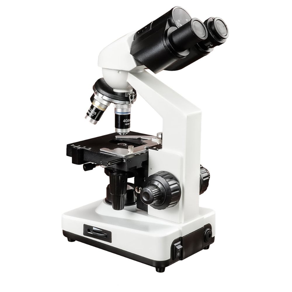 SM201 Binocular Compound Lab Microscope 40-2500x Magnification With Phone Adapter For Teaching Experiment & Biological Detection