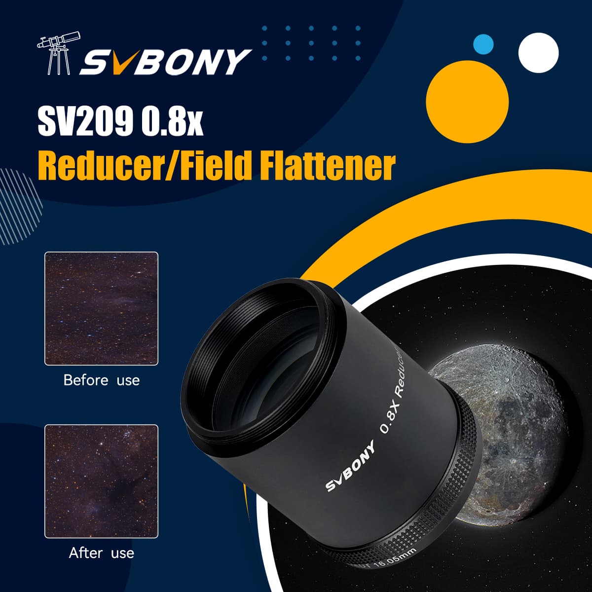 SVBONY SV209 Focal Reducer/Field Flattener 0.8x for SV550 122F7 Triplet ...